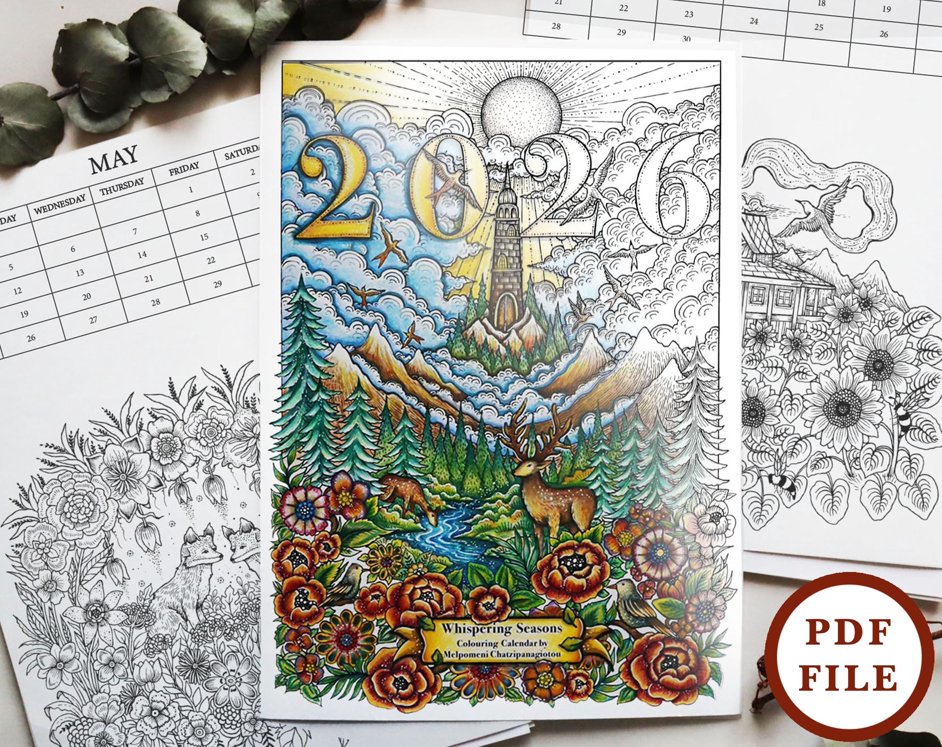 2026 Colouring Calendar, Whispering Seasons, Digital Download ...
