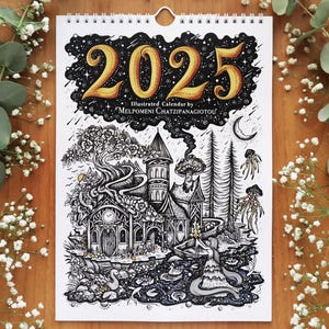 2025 Illustrated Wall Calendar 12 Monthly Illustrations, Fantastical ...