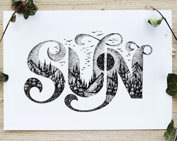 Sun France Paysage Dessin De Stylo Camping Plein Air Etsy