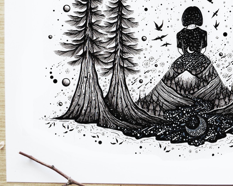 The Path to Nature Pen Drawing Fantasy Art Surreal Art Etsy UK