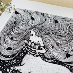 ケンタウリデス | ペン画、ファンタジーアート、神話アート、夜、自然、月、植物、花 | A4サイズプリント 画像 3