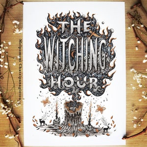 The Witching Hour | Typography Art Print, Decor Wall Art Prints, Home Decor, Candle Art, Wicca Art, Fantasy Art,Fine Art print - A4 size