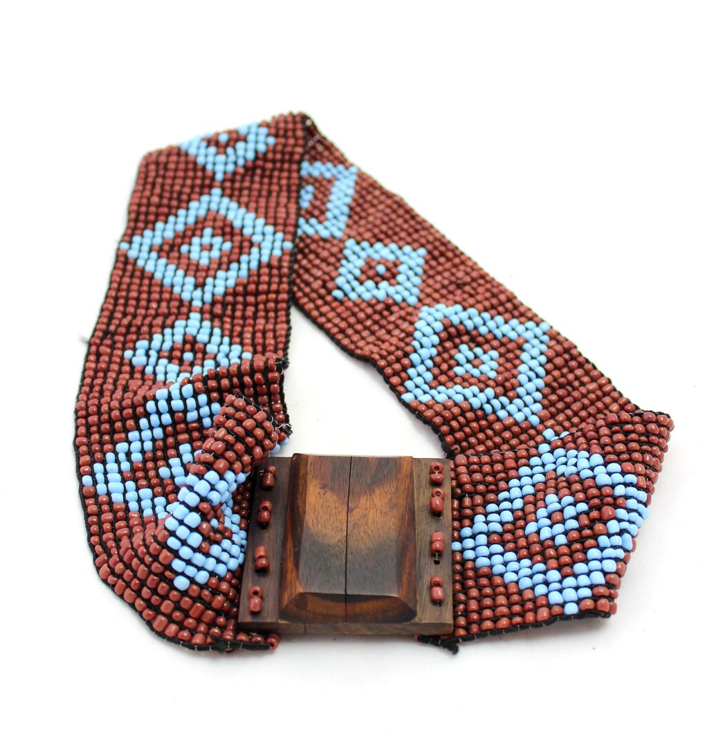 Brown belt multicolor Elastic Wooden Bead Belt Beads Belt Etsy