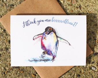 Penguin Greetings Card ~ penguin birthday card, penguin anniversary card, penguin thank you card, pun card, funny birthday card, funny card