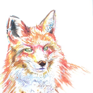 Watercolour Fox Print ~ fox print, fox art, animal art, fox watercolour, fox illustration, wall art