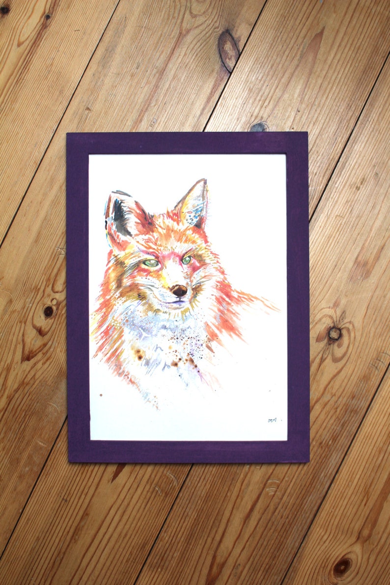 Watercolour Fox Print fox print, fox art, animal art, fox watercolour, fox illustration, wall art image 1