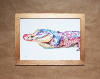 Alligator Watercolour Print ~ animal watercolour, alligator print, crocodile print, animal art, illustration, wall decor, original painting