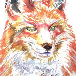 Watercolour Fox Print fox print, fox art, animal art, fox watercolour, fox illustration, wall art image 2