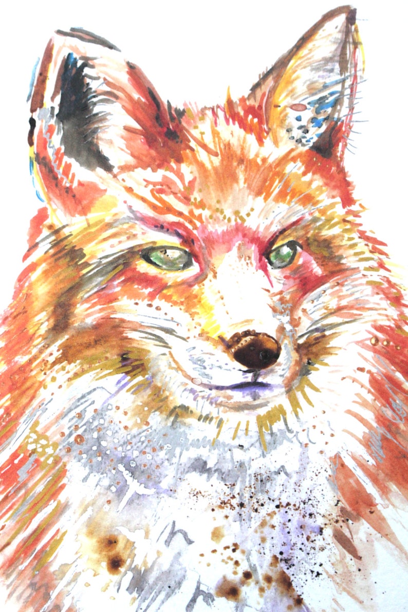 Watercolour Fox Print fox print, fox art, animal art, fox watercolour, fox illustration, wall art image 2