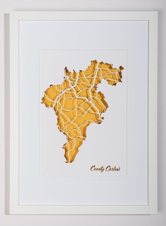 County Carlow Papercut Map Irish Contemporary Art Gifts For Etsy