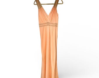 Suknia Peach Goddess z lat 30. XX wieku „Feel O’ Fashon” | Bielizna vintage z lat 40. XX wieku | Sukienka slip z wiskozy