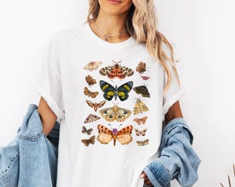 Nachtvlinder Shirt Boho Comfort kleuren T-shirt Vintage Forestcore Alt kleding Muesli meisje natuurliefhebbers cadeau donkere Cottagecore insect entomoloog cadeau