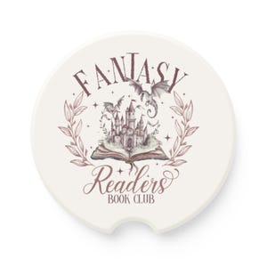Fantasy Readers Book Club Car Coaster Gift for Romantasy Fan Bookish Car Accessories Vehicle Cup Holder Book Themed Gift Soapstone Coaster