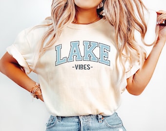 Camiseta Lake Vibes Camiseta de verano Camiseta de cuello redondo Lake Life Camiseta Lake House Regalo de vacaciones Camisetas familiares a juego Camisetas de colores cómodos para navegación