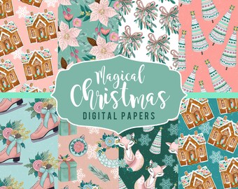 Christmas Planner Digital Paper | Gingerbread House Pattern | Christmas Digital Pattern | Christmas Seamless Paper