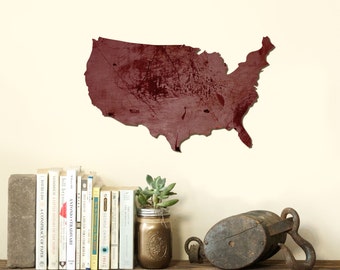 USA United States of America Wood Cut Out Silhouette Wall Art Decor House Warming