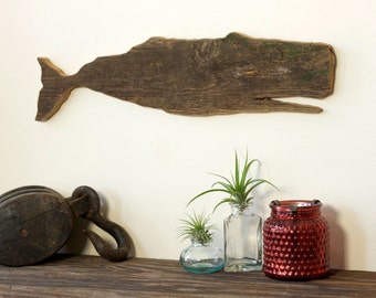 WHALE Moby Dick Barn Wood Sperm Whale Cut Out Silhouette Wall Art Decor House Warming