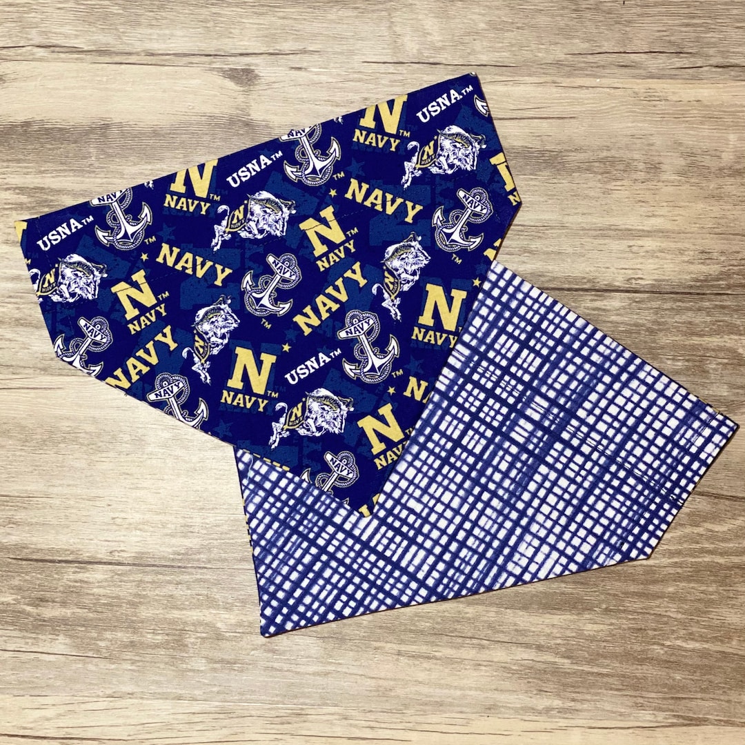 Navy Over the Collar Dog Bandana // Naval Academy Reversible Dog