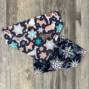 Christmas Dog Cookies Bandana // Holiday Dog Treats Over the Collar Bandana // Reversible Dog Scarf // Winter Dog Bandana // Pet Gift