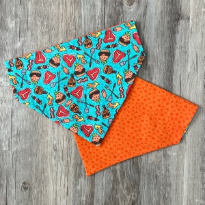 Barbecue Over The Collar Dog Bandana // Grilling Dog Reversible Bandana // Picnic Double Sided Bandanna // Fathers Day Dog Scarf // Pet Gift