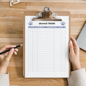 Dog Grooming Log Sheet Printable Instant Download