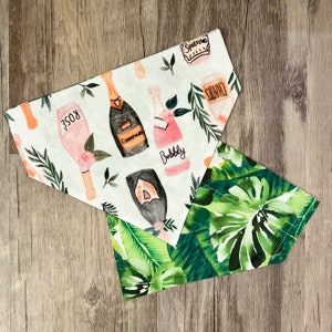 Wine and Champagne Over the Collar Reversible Dog Bandana
