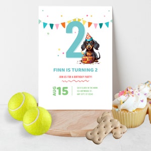 Dachshund Dog Birthday Party Invitation, EDITABLE Template, Instant Download