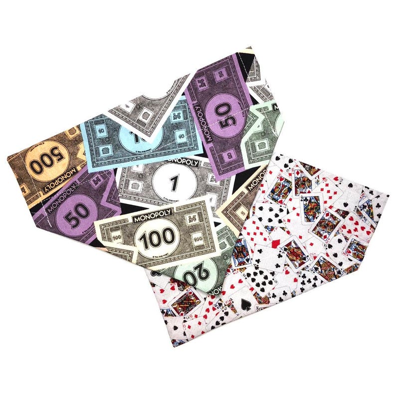Game Night Over The Collar Dog Bandana Monopoly Money Etsy - image 0