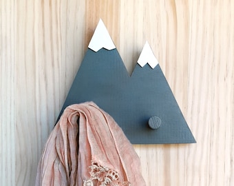 Nordic style wooden wallhooks. Handmade minimalist kids coat rack. Scandinavian key hanger for the entrance. Hikers and nature lovers gift