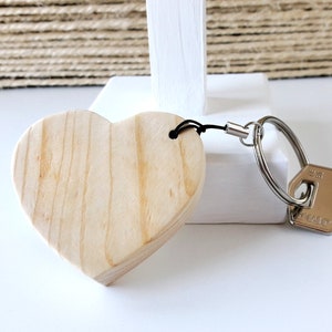 Wooden heart keychain, Mother's Day gift from son, Minimalist key ring for women image 1