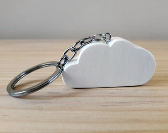 Minimalist keyring with kawaii style wooden cloud, Nordic style mothers day gift, Scandinavian design key chain, Sister gift ideas