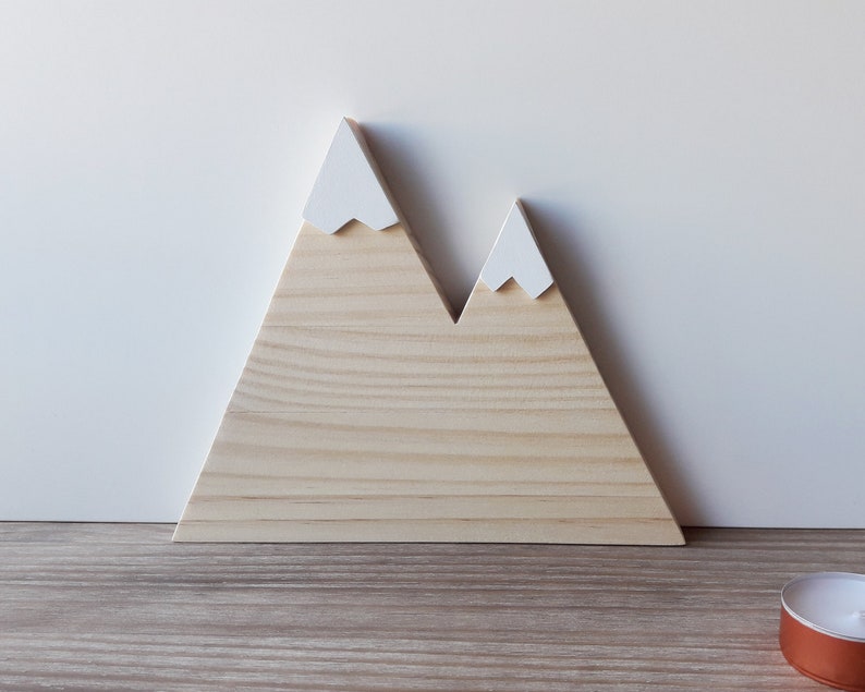 Snow capped wooden mountains, Minimalist and scandinavian home decor, Woodland nursery decor image 5