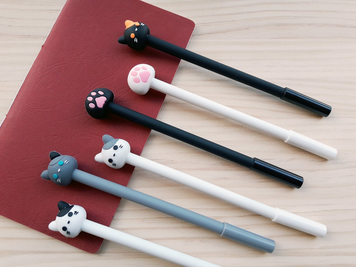 Pack of 6 Cat Pens CatShaped Pens Black Gel Pens Tip Etsy