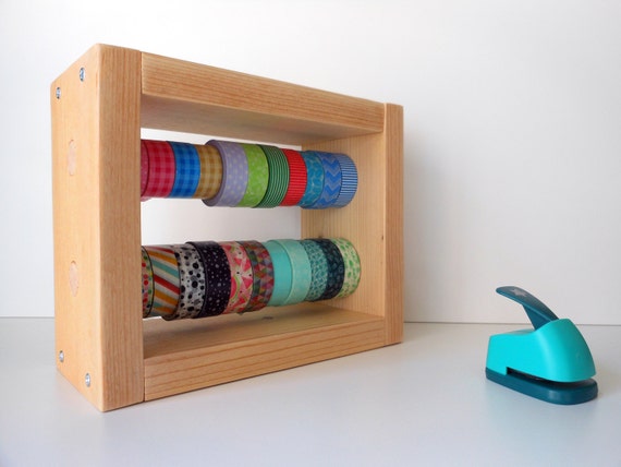 Handmade Wooden Washi Tape Dispenser, Washitape Horizontal Storage,  Handcrafted Tape Organizer 