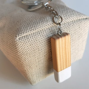 Customized wood keychain in Scandinavian design and minimalist style, Perfect for anniversary or business gifts image 2