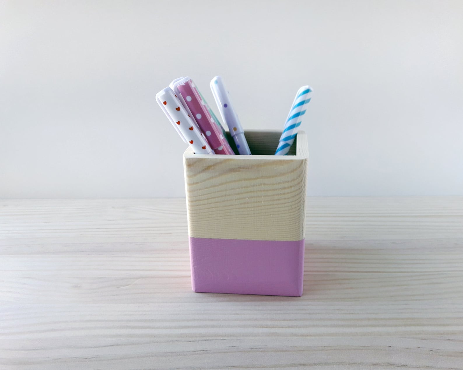 Pink Wooden Pen Holder Gift Pencil Holder for Teachers Desk Etsy