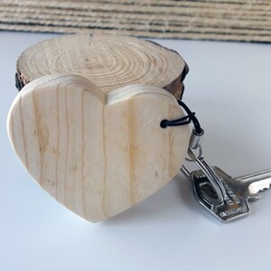 Wooden heart keychain, Mother's Day gift from son, Minimalist key ring for women image 4