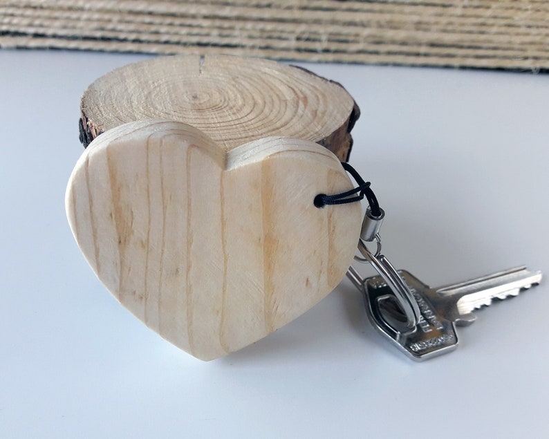 Wooden heart keychain, Mother's Day gift from son, Minimalist key ring for women image 4