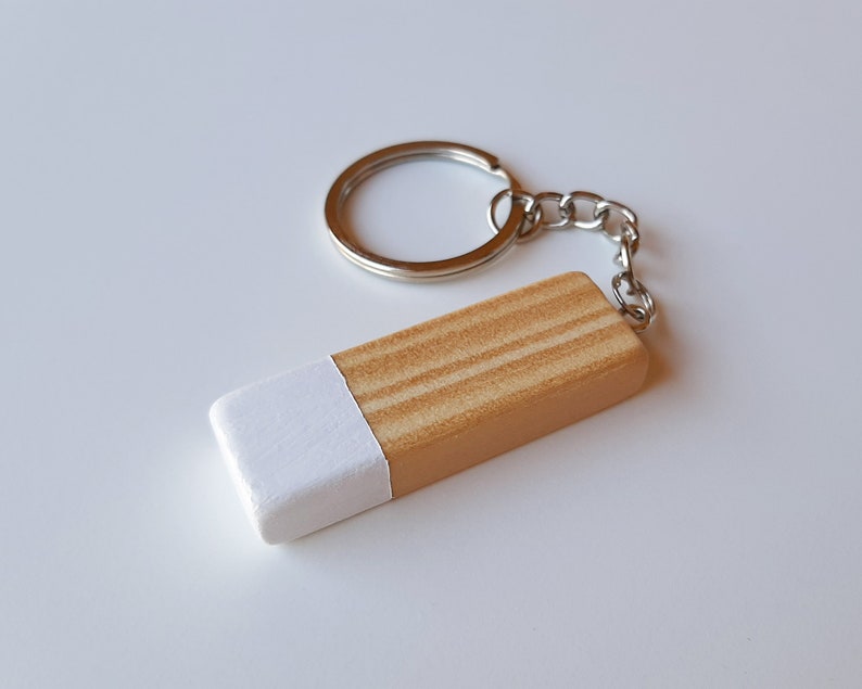 Customized wood keychain in Scandinavian design and minimalist style, Perfect for anniversary or business gifts image 4