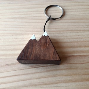 Wooden mountain keychain, Minimalist hikers gift, Rustic travelers gift image 3