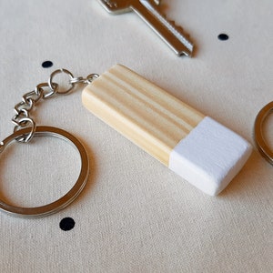 Customized wood keychain in Scandinavian design and minimalist style, Perfect for anniversary or business gifts image 1