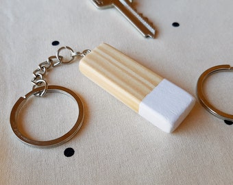 Customized wood keychain in Scandinavian design and minimalist style, Perfect for anniversary or business gifts