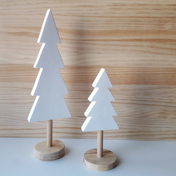 Set of two wooden trees perfect for decorating a children's bedroom or a nordic style, minimalist living room. Great for Christmas