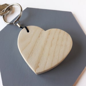 Wooden heart keychain, Mother's Day gift from son, Minimalist key ring for women image 2