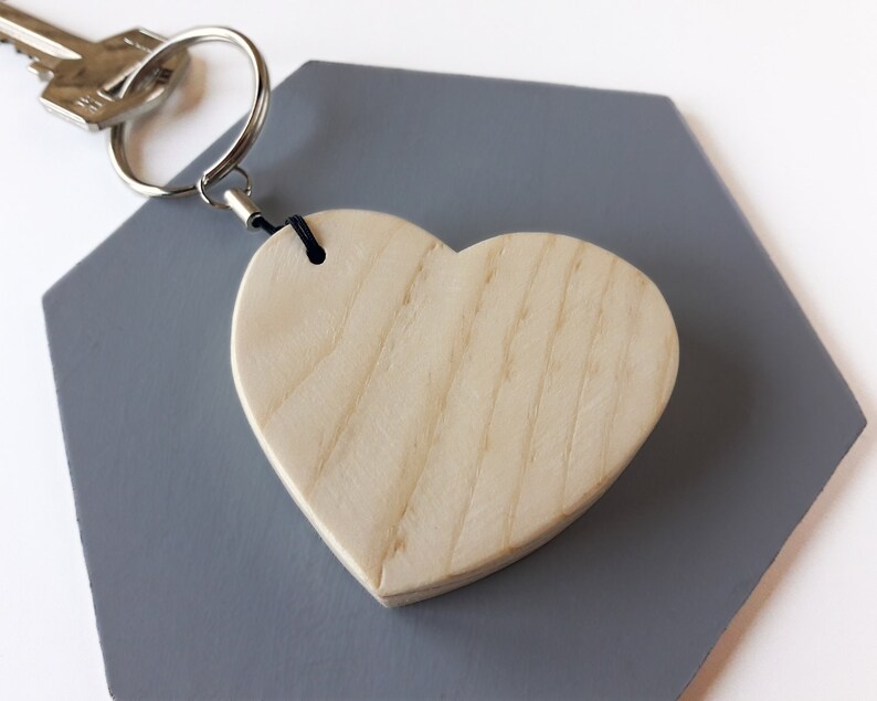 Wooden heart keychain, Mother's Day gift from son, Minimalist key ring for women image 2