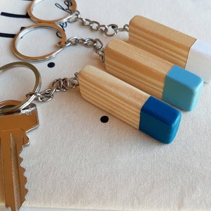 Customized wood keychain in Scandinavian design and minimalist style, Perfect for anniversary or business gifts image 10