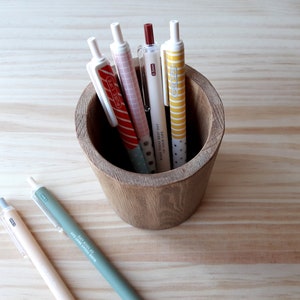 Wooden makeup pencil holder, Modern pen stand, Minimalist desk organizer image 5