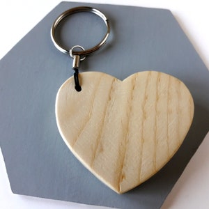 Wooden heart keychain, Mother's Day gift from son, Minimalist key ring for women image 7