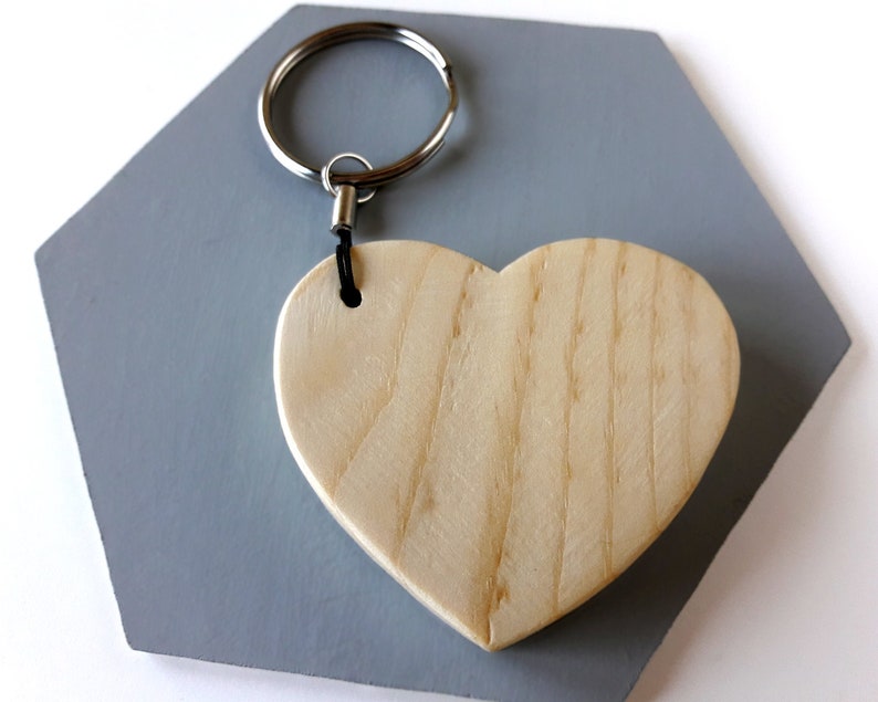 Wooden heart keychain, Mother's Day gift from son, Minimalist key ring for women image 7