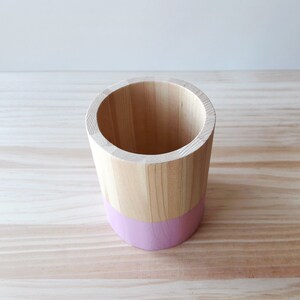 Wooden pencil holder, Minimal office desk decor, Scandinavian makeup brush pot image 4